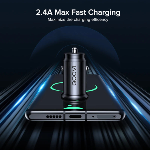 Mini Car Charger 2.4A Dual USB Fast Charging