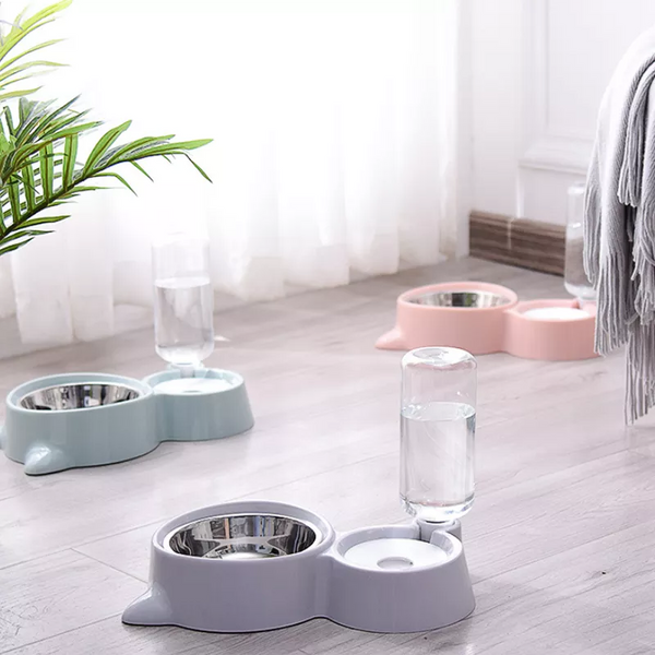 New 2-in-1 Cat Bowl Water Dispenser Automatic Water Storage