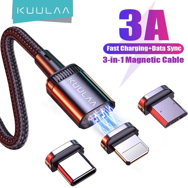KUULAA LED Magnetic USB Cable 3A Fast Charging