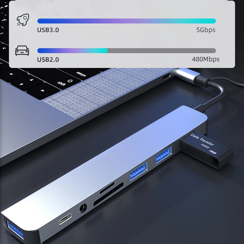 8-IN-2 USB HUB 3.0 USB C HUB