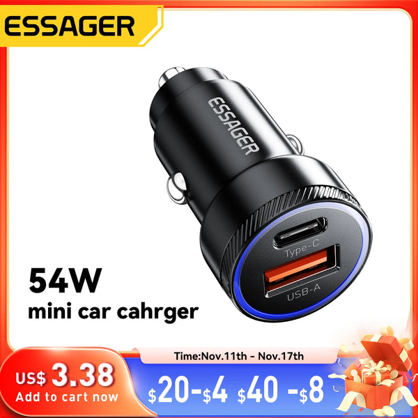 Essager 54W USB Car Charger 5A Fast Charing