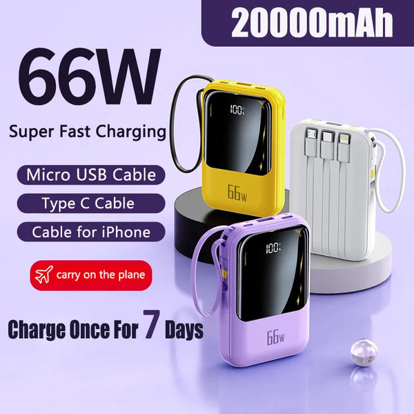 Mini Power Bank 66W 20000mAh Super Fast Charging