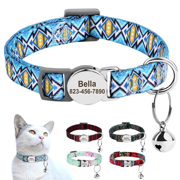 Personalized Printed Cat Collar Adjustable