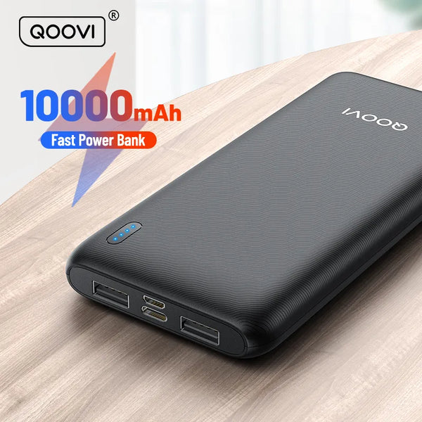 QOOVI 10000mAh Power Bank Ultra-thin Portable Charger