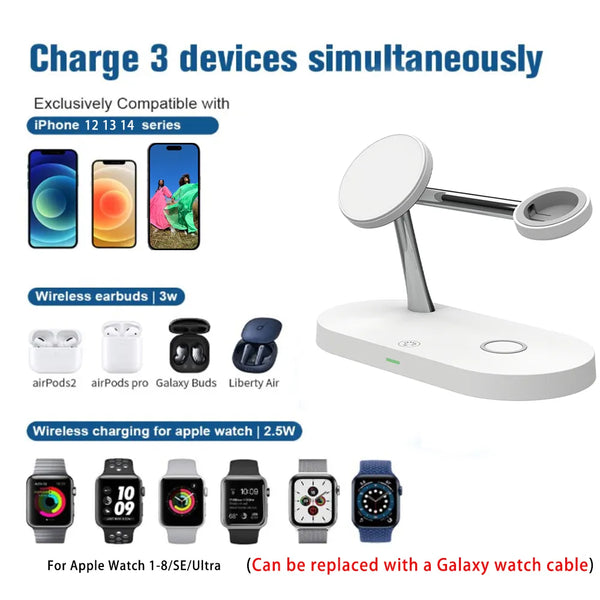 3 in 1 Wireless Charger Stand For iPhone 15 14 13 12 Pro