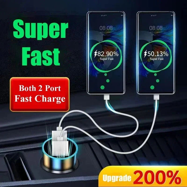 240W Car Charger Fast Charging 2 USB Ports Adapter
