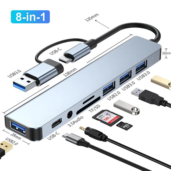 8-IN-2 USB HUB 3.0 USB C HUB